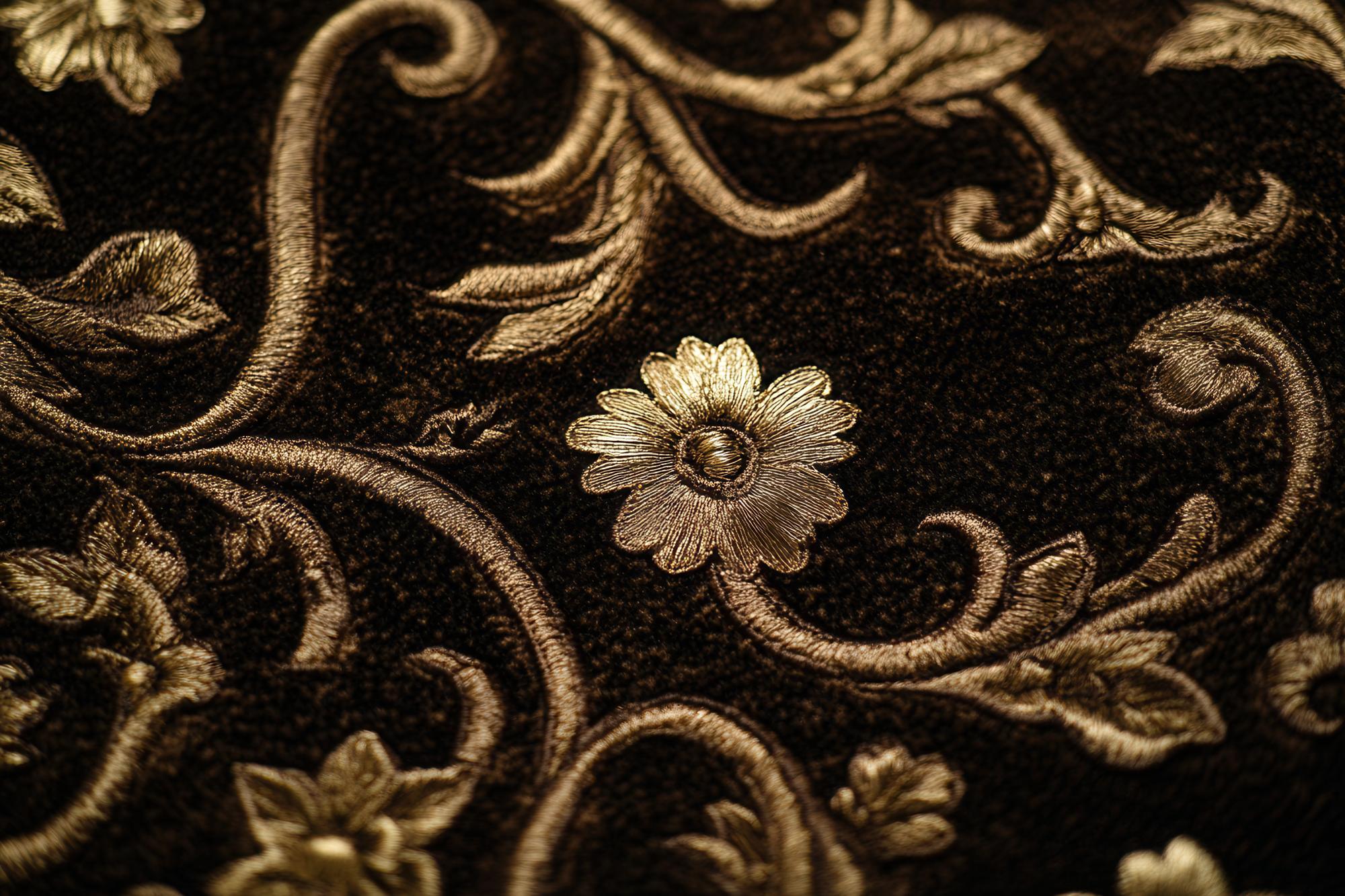 Detail: Goldfaden in Barockstickerei